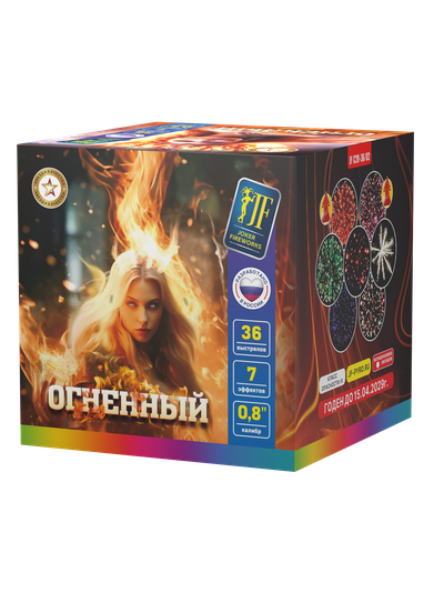 Батарея салютов "Огненный" 0,8"-1,2" 36 выстр., 7 эффектов