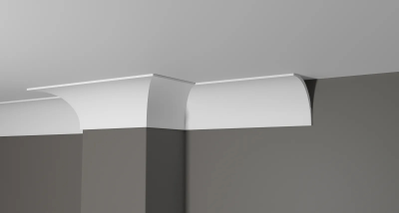 Потолочный плинтус DECOR-DIZAYN DD46, из дюрополимера, под покраску, ударопрочный