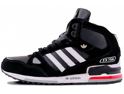 Adidas ZX 750 High Black с мехом