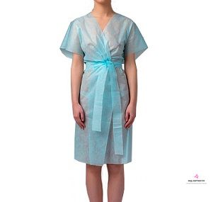 ЧИСТОВЬЕ Халат "Кимоно" одноразовый, без рукавов. Материал -Спандбонд   Голубой, 10 шт/уп
