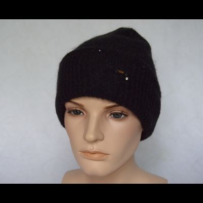 Черная шапка с отворотом в полоску Vizio Италия 6939 CRY