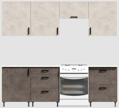 Кухня Эконом 1,8 метра (600х600х600) Цвет: Цемент светлый/Цемент темный