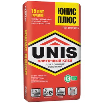 Купить плиточный клей UNIS Юнис Плюс 25 кг в Ангарске, Иркутске, Усолье-Сибирском