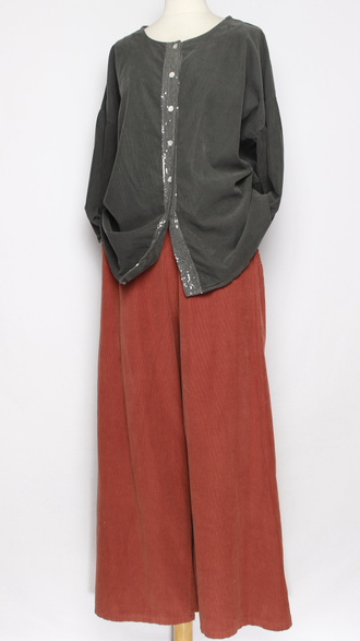 Брюки Бохо вельветовые "ПАЛАЦЦО Укороченные" терракотовые