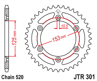 Звезда ведомая (45 зуб.) RK B4425-45 (Аналог: JTR301.45) для мотоциклов Honda