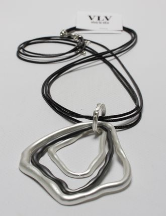 Подвеска "Ромбы гнутые "серебро и темный металл