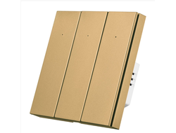 Умный Wi-Fi выключатель ROXIMO трехклавишный, золотой  SWBTN01-3G