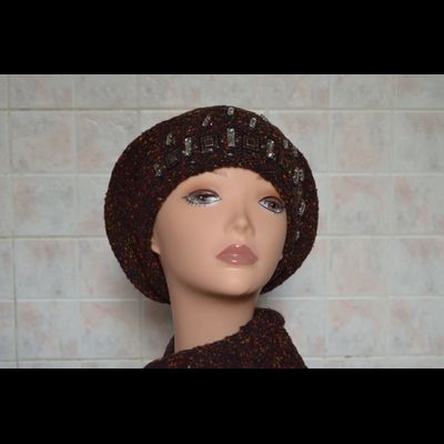 Разноцветный берет с камнями и шарф Vizio Италия 4870