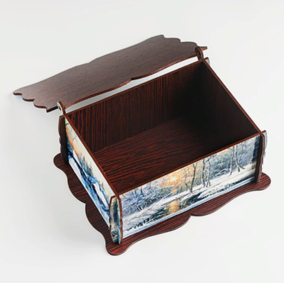 Шкатулка большая новогодняя "Снегири", микс, 20х15х8,5 см