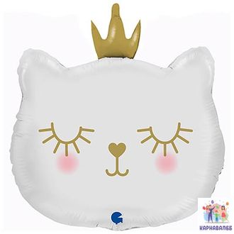 Шар (26&#039;&#039;/66 см) Фигура, Котенок Принцесса, Белый ( шар + гелий + лента ) Кот/ Кошка