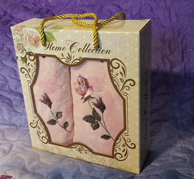 Набор махровых полотенец для рук с вышивкой Розочки, 35х35 и 35х75 см