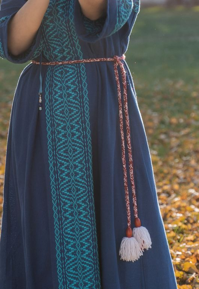 Платье "Синий рассвет" ручное ткачество