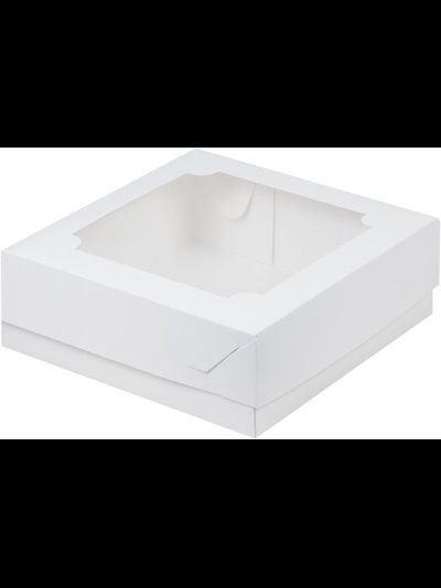 Коробка для печенья/зефира с окном (белая), 180*180*70мм