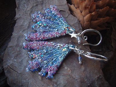 Коллекционные серьги "Крылышки весенней Лелефеи", лабрадоры и звёздочки