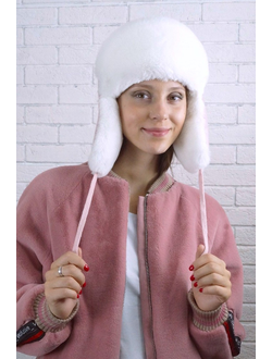 Женская ушанка «Гармония», цвет жемчуг + белый