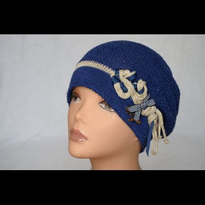 Синий летний женский берет льняной Vizio Италия 2216