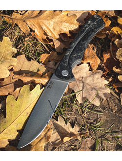 Складной нож Чиж-плюс  сталь Elmax, рукоять хаотичный карбон