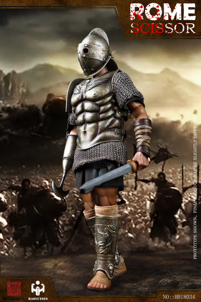 Римский гладиатор скисор (арбелас) в серебряной броне - Коллекционная ФИГУРКА 1/6 Imperial Army Hunting Ground Fighter SCISSOR Silver Edition (HH18034) - HHMODEL & HAOYUTOYS