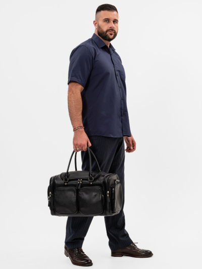 Кожаная дорожная сумка Bufaloro black (арт. 4012-01)