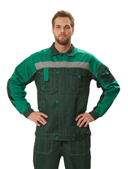 Костюм "РОЛЬФ" куртка/полукомб, цвет: Т.ЗЕЛЕНЫЙ/СВ.ЗЕЛЕНЫЙ ткань: Твил-210