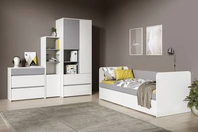 Комод Торонто 13.321 белый шагрень, стальной серый