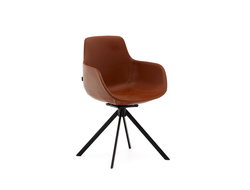 Поворотное рабочее кресло Tissiana из искусственной коричневой кожи и матового черного алюминия