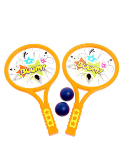 Набор для тенниса «Бум!», 2 ракетки, 2 мяча, цвета МИКС