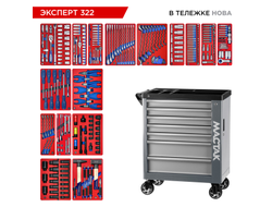 Набор инструментов 323 предмета, "ЭКСПЕРТ 322", в серой тележке МАСТАК 50-07322G