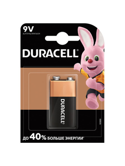 Батарейка DURACELL Basic, 6LR61 (КРОНА), Alkaline, 1 шт., в блистере, 9 В