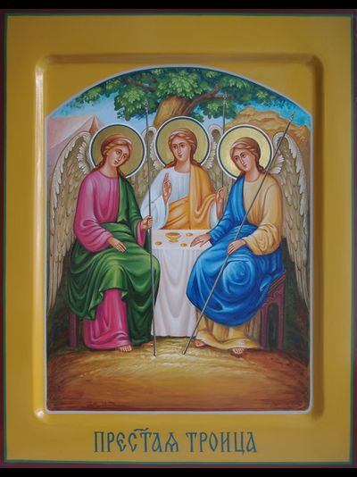 Троица Пресвятая. Рукописная икона.