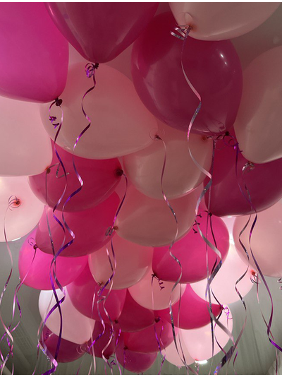 Шары ярко и нежно розовые 30 шт под потолок