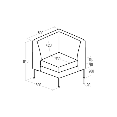 Модуль Everprof Gamma угловый Экокожа Черный
