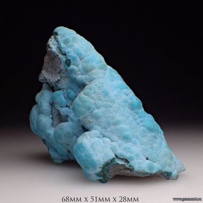 Хризаколла и прожилки малахита на породе. 68*51*28мм. Конго.