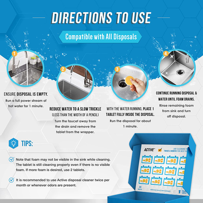 Чистящие таблетки для измельчителя DISPOSER CLEANER, (24 шт/упак)