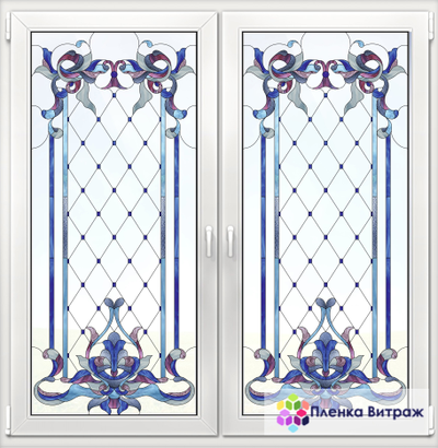 Витражная пленка, витражная пленка самоклеющаяся, пленочный витраж с классическим рисунком