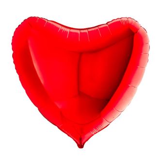 Сердце Красный 36"/90 см с надписью и гирляндой