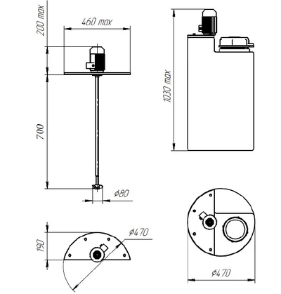 размеры емкости дозировочной на 100 литров с пропеллерной мешалкой