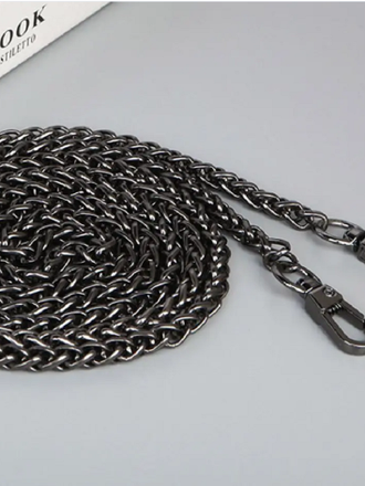 Цепочка для женской сумки, длина 120 см, толщина 6 мм, цвет черный никель