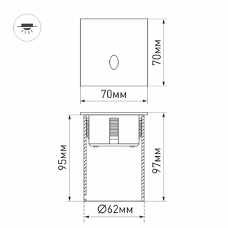 Светильник Arlight LT-GAP-S70x70-3W Warm3000 ( 30 deg)