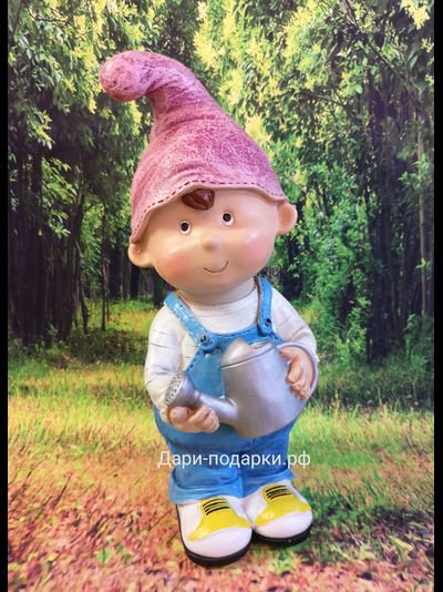 ГНОМ МАЛЬЧИК с лейкой  31*13*15см  0,9кг  полистоун Россия 1621//012283