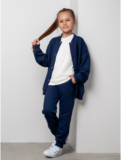 Бомбер на кнопках синий