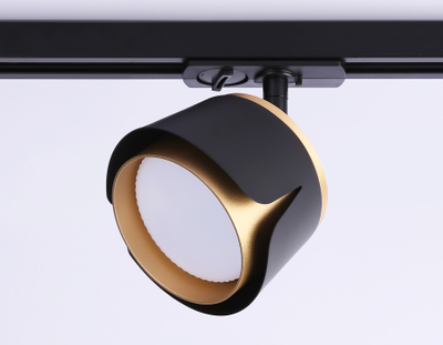 Трековый однофазный светильник со сменной лампой GL 5344 BK/GD черный/золото GX53 D100*66