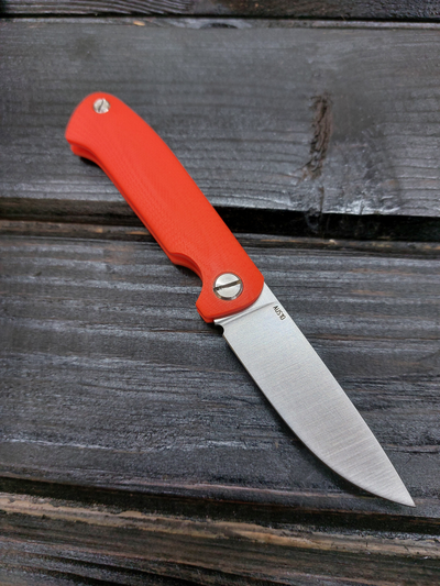 Фрикционный складной нож Микрос сталь AUS10, рукоять G10, цвет оранжевый