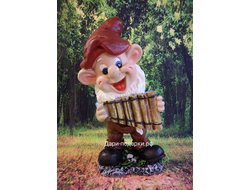 Гном музыкант с дудочками 42*24см  1,8кг   полистоун Россия  2378//091037-3