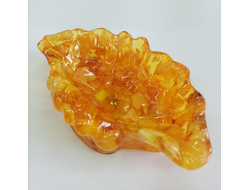 Блюдо ракушка с белым янтарем