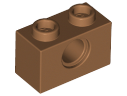 Technic, Brick 1 x 2 with Hole, Medium Nougat (3700 / 6192920)