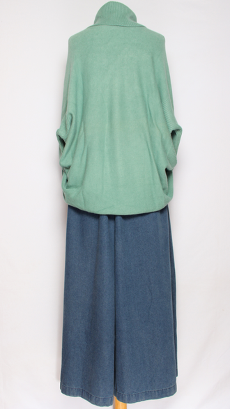 Свитер кимоно "КАРМАНЫ" серый, молочный, морская волна р.46-56