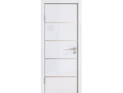 Глянцевая дверь GL5 белая с молдингами