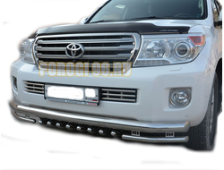 Защита переднего бампера тройная с защитой «акула» d76/42/42 для Toyota Land Cruiser 200 2013-2015