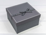 Коробка подарочная с бантом (серая), 17*17*9,3см